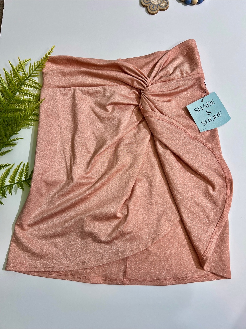 Shade & Shore Pink Shimmer Twist-Waist Skirt Size XS